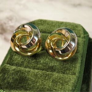 14k Two Tone Knot Clip On Earrings 4.4g